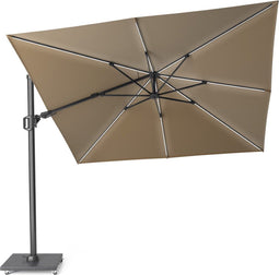 Platinum Sun & Shade – Zweefparasol - Challenger T² Glow - 300x300cm - Taupe - Dubbel Kantelbaar - 360° Draaibaar - 96% UV protectie