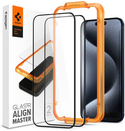 Spigen AlignMaster - Full Cover Glass - 9H gehard glas - iPhone 15 Pro (2 stuks)