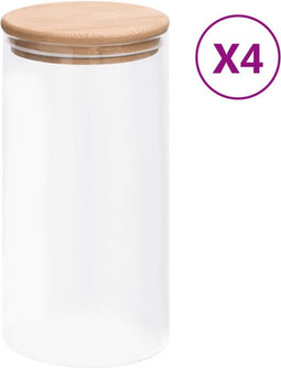 vidaXL - Opbergpotten - met - bamboe - deksels - 4 - st - 1200 - ml - glas