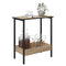 Woltu Salontafel met 2 Planken - Zwart Metaal en Licht Eiken - 50 x 55 x 25 cm
