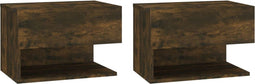 vidaXL - Nachtkastjes - 2 - st - wandgemonteerd - gerookt - eikenkleurig