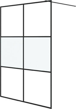 vidaXL - Inloopdouchewand - 140x195 - cm - halfmat - ESG-glas - zwart