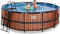 EXIT Wood zwembad ø427x122cm met filterpomp - bruin