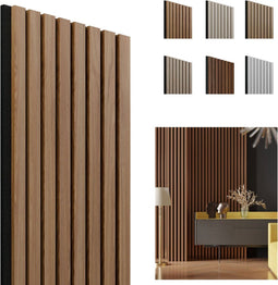Perel Akoestisch wandpaneel - Geluidsabsorberend - Acacia walnoot-zwart - 1250 x 300mm (set van 4)