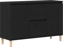 vidaXL - Dressoir - Zwart - Eiken - 101x35x60 - cm - Geengineerd - Hout