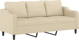 vidaXL - Driezitsbank - 180 - cm - stof - crèmekleurig