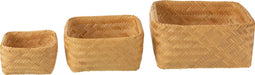 J-Line mand Vierkant - bamboe - naturel - set van 3