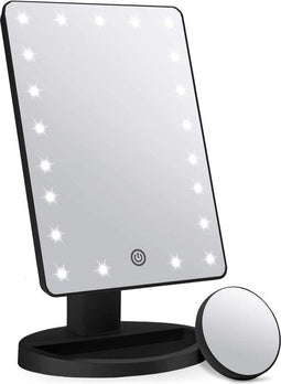 Strex Make Up Spiegel - LED verlichting - 3 Verlichtingsmodi - 1/10x Vergroting - Zwart