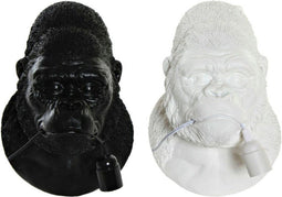 Muurlamp DKD Home Decor Wit Zwart Hars Gorilla (2 pcs) (23 x 19 x 32 cm)
