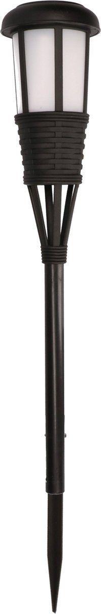 Solar tuinfakkel/tuinlamp zwart op zonne-energie 61 cm - Prikspots tuinverlichting