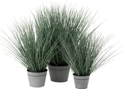 J-Line gras In Pot - metaal/kunststof - blauw/groen - large