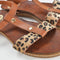 PS Poelman Brizo - Dames Sandalen - Platte zool - Cognac Bruin met Luipaard Print - Maat 40