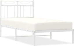 vidaXL - Bedframe - met - hoofdbord - metaal - wit - 90x190 - cm