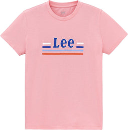 ESSENTIAL SLIM TEE - Katoen - Retro logo - La Pink