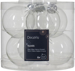 Kerstbal glas d6 cm transparant 6st