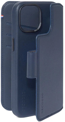 DECODED iPhone 15 - Detachable Wallet Case - 2-in-1 Magnetisch Afneembaar - Hoogwaardig Europees Leer - True Navy Blauw