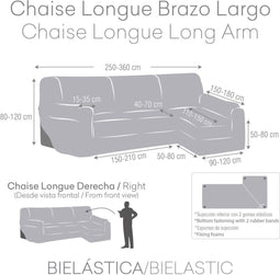 Hoes voor chaise longue met lange armleuning rechts Eysa THOR Bruin 170 x 110 x 310 cm
