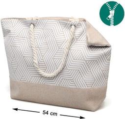 Handtas Beige Strand Geometrisch