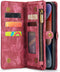 Caseme - Geschikt voor iPhone 15 Pro - Vintage 2 in 1 portemonnee hoes - Rood