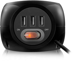 Ewent EW3938 - Power Block - 3 stopcontacten en 3 USB-poorten - zwart