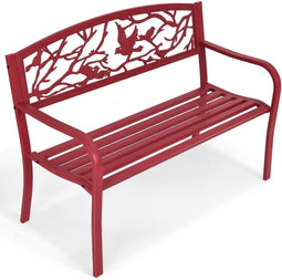 Tuinbank - 2-3 zitplaatsen - met rug- en armleuningen - rood metaal