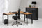 Hoogte verstelbaar hoekbureau Kubus breed 160CM diep 160CM bladkleur Beuken framekleur Wit (RAL9010) wingzijde Rechts