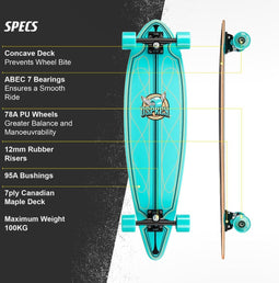 Osprey Helix 36" Longboard Rounded Pintail Cruiser - ABEC 7
