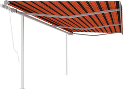vidaXL - Luifel - automatisch - uittrekbaar - met - palen - 6x3,5 - m - oranje - bruin