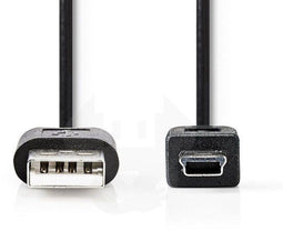 Nedis CCGT60300BK10 - USB A naar USB 2.0 mini kabel - 100 cm - Zwart