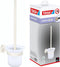 tesa® MOON WHITE Toilet-set met Houder en Wc-borstel, mat wit, satijn glas - voor Badkamers in Industriële en Moderne Stijl - Zonder Boren, Zelfklevend - 379 mm x 112 mm x 145 mm