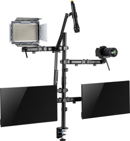 Statief standaard studio vloggen podcasting broadcasting gaming streamen - 2 beeldschermen