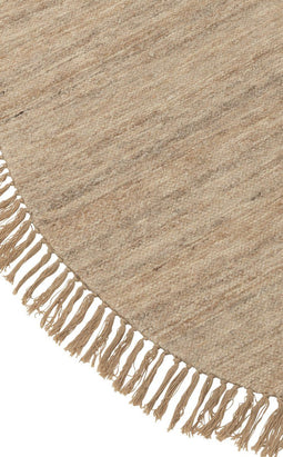 J-Line tapijt Rond + Franjes Tweekleurig - wol - beige - small