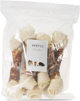 Petstyle Living Geknoopt Bot met Eend - 6 Stuks - 21cm - Hondensnacks - Kauwbot - Knopen
