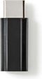 Nedis USB-C Adapter - USB 2.0 - USB-C Male - USB Micro-B Female - 480 Mbps - Rond - Vernikkeld - Zwart - Envelop