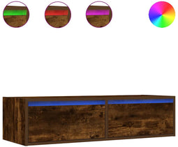 vidaXL - Tv-meubel - met - LED-verlichting - 100X35,5x25 - cm - gerookt - eikenkleur