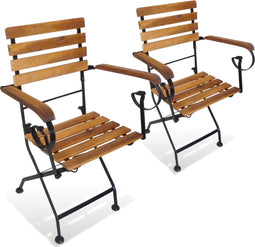 vidaXL - Tuinstoelen - inklapbaar - 2 - st - staal - en - massief - acaciahout