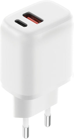Mobiparts Wall Charger - Dual USB-C/USB-A 20W - Snelladen met PD3.0 en QC 3.0 - Wit