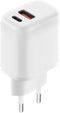 Mobiparts Wall Charger - Dual USB-C/USB-A 20W - Snelladen met PD3.0 en QC 3.0 - Wit