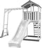 AXI Beach Tower Speeltoestel in Grijs/Wit - Speeltoren met Klimrek, Witte Glijbaan en Zandbak - FSC hout - Speelhuis op palen voor de tuin