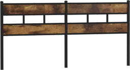 vidaXL - Hoofdbord - 180 - cm - ijzer - en - bewerkt - hout - gerookt - eikenkleurig