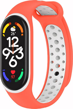 iMoshion Bandje Geschikt voor Xiaomi Mi Band 7 - iMoshion Siliconen sport band met inkliksysteem ronde drukknoop - Oranje