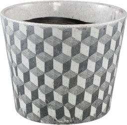 PTMD Beire Black White Terracotta Pot Round Geo Print XL