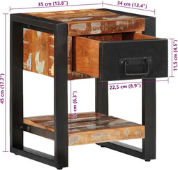 vidaXL - Nachtkastje - 35x34x45 - cm - massief - gerecycled - hout - meerkleurig