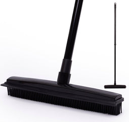 CLEANLY® Rubberen Bezem - Vloerwisser 2-in-1 - Uitschuifbare steel 68-125 cm - Zwart