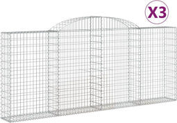 vidaXL - Schanskorven - 3 - st - gewelfd - 300x30x120/140 - cm - ijzer