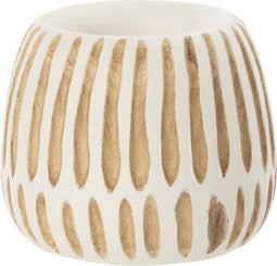 J-Line bloempot Ying - hout - wit - small - Ø 15 cm