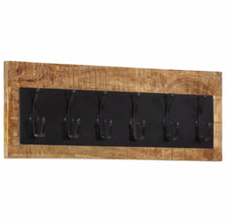 vidaXL - Wandkapstok - met - 6 - haken - massief - mangohout