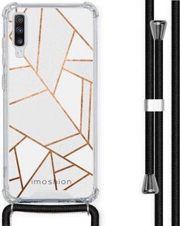 iMoshion Hoesje Geschikt voor Samsung Galaxy A70 Hoesje Met Koord - iMoshion Design Hoesje met Koord - Wit / Meerkleurig / Goud / White Graphic