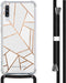 iMoshion Hoesje Geschikt voor Samsung Galaxy A70 Hoesje Met Koord - iMoshion Design Hoesje met Koord - Wit / Meerkleurig / Goud / White Graphic