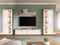 Furnilux Verona - Wandkast Systeem 4 Delen - 2 Vitrinekasten en TV-kast - Wit met eiken decor